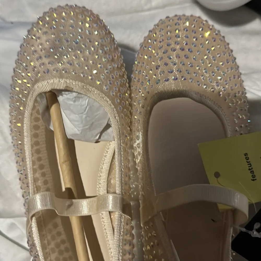 Kids' Faye Mesh Ballet Flats - art class™ Beige- with rhinestones